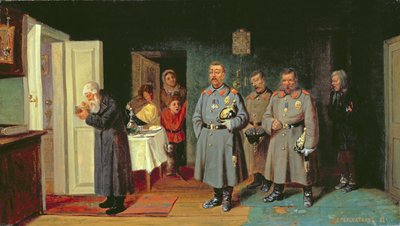 Policemen Singing Carols by Leonid Ivanovich Solomatkin